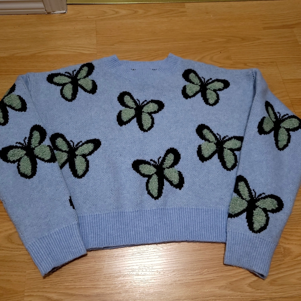 Dreamers Blue and Green Crew Neck Sweater